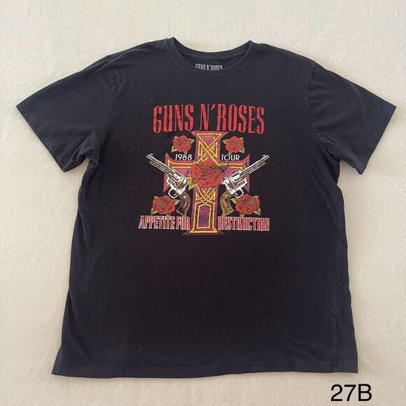 GUNS N ROSES Band‎ Rock N Roll LICENSED Black T-SHIRT Size Large - Picture 1 of 8